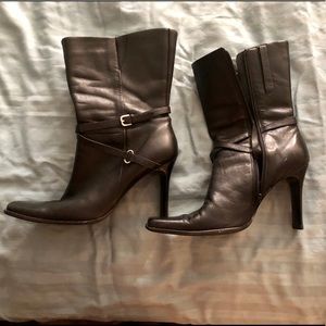 Black leather ankle boots